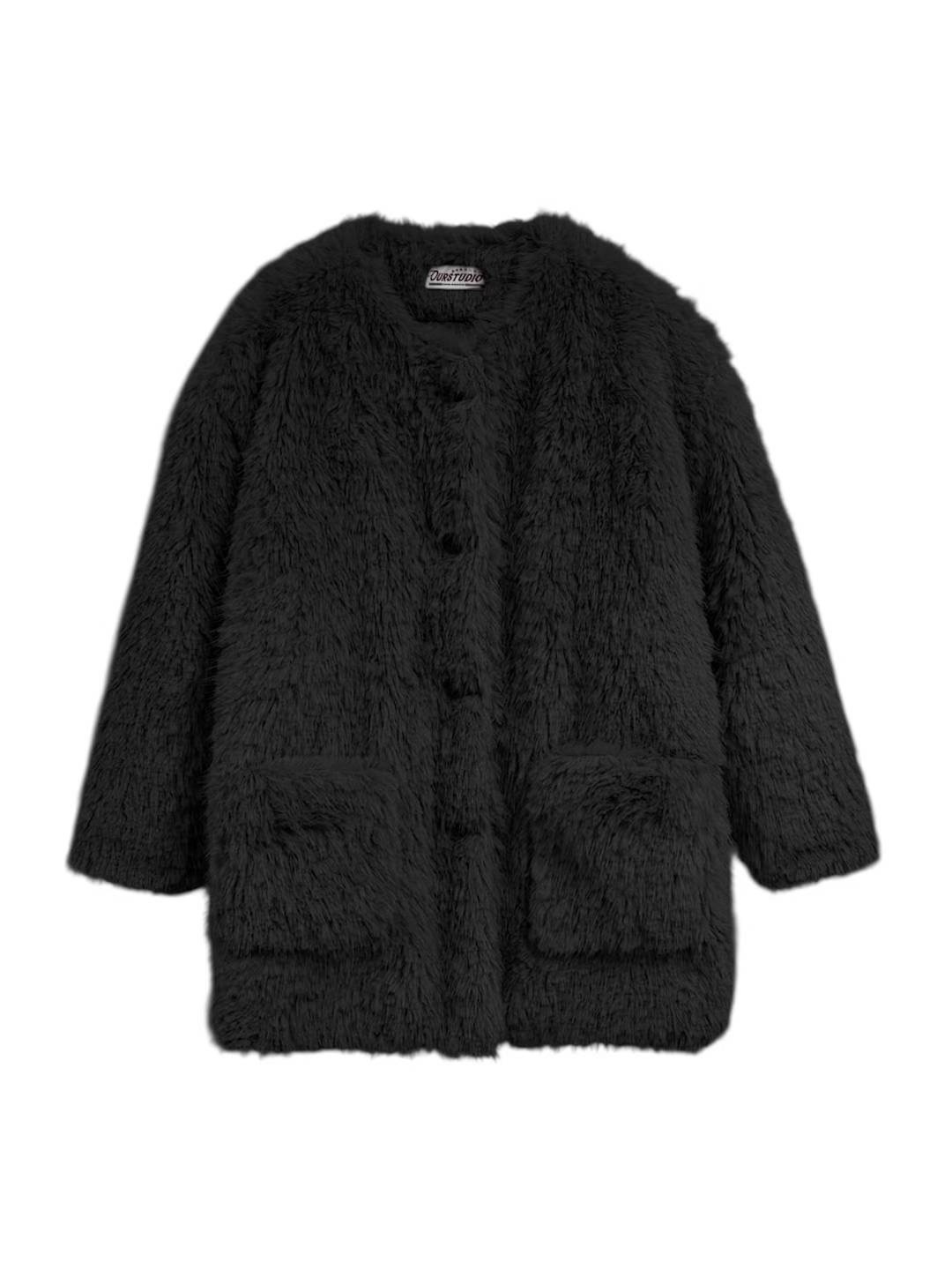 OURSTUDIO東大門㊣實拍女士新款推薦熱賣職業中長款大衣皮草OURSTUDIO中長款大衣圖色3