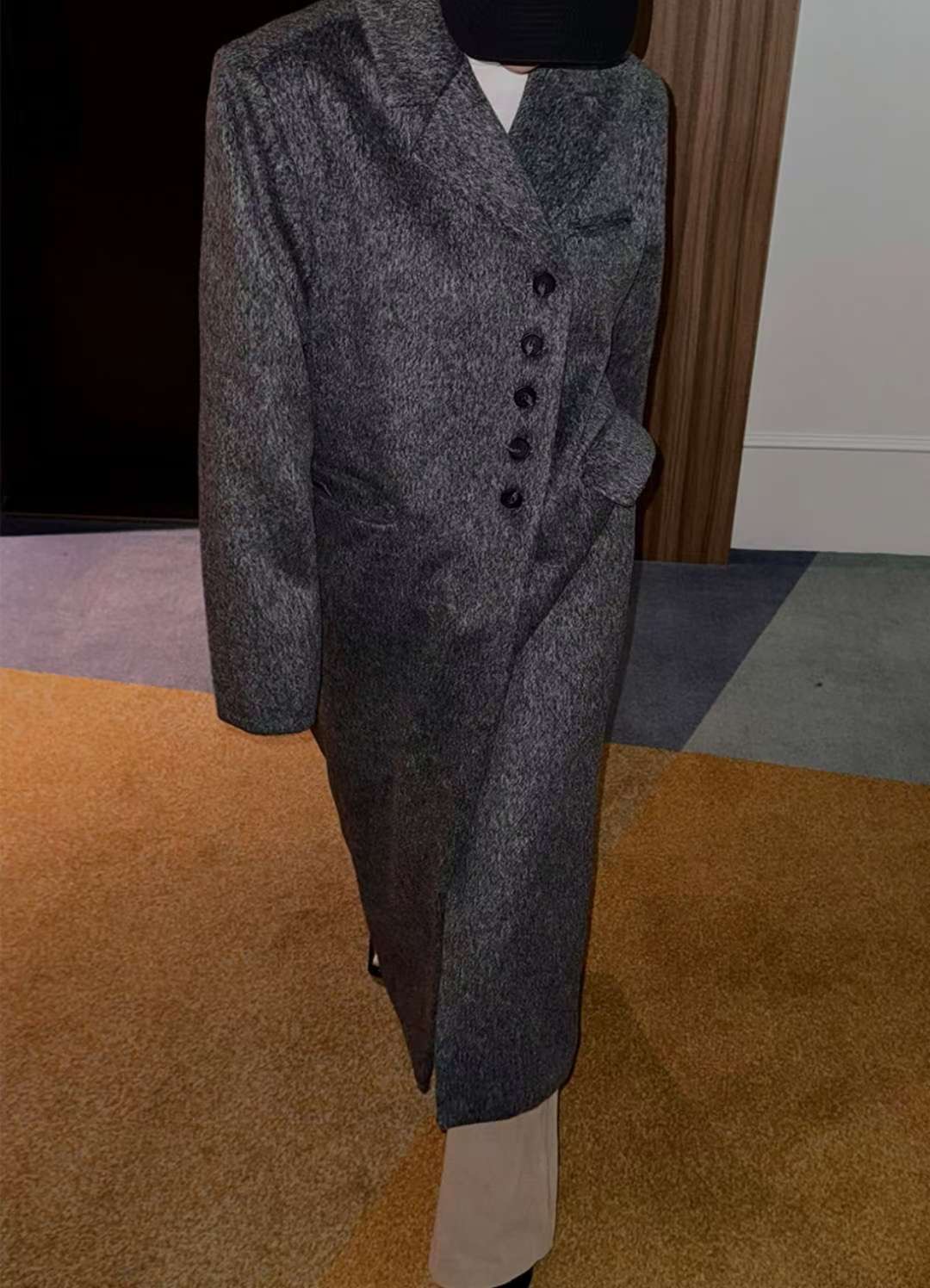 NEW FACE東大門㊣實拍女裝新款休閑時尚熱賣人氣中長款大衣NEW FACE中長款大衣