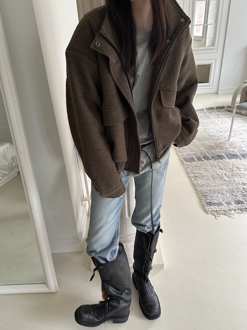 BOWIE東大門㊣代購女裝新品人氣真品時尚推薦25秋冬夾克羊毛填充BOWIE夾克