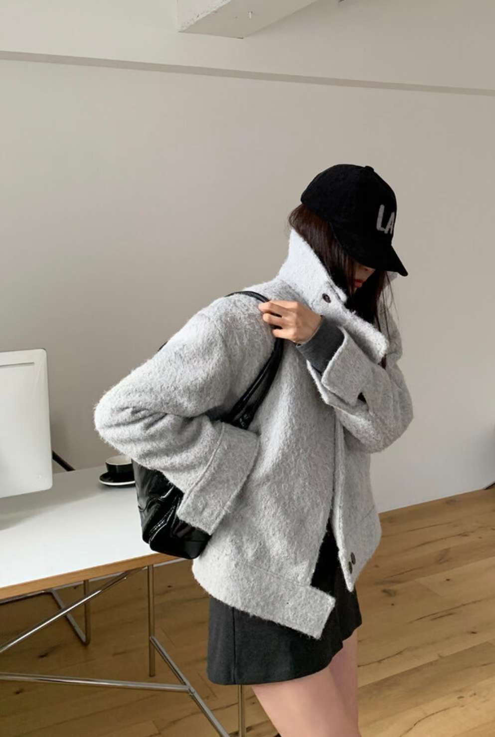 NEW FACE韓國代購㊣女士新品真品休閑職業推薦25秋冬短款大衣NEW FACE短款大衣