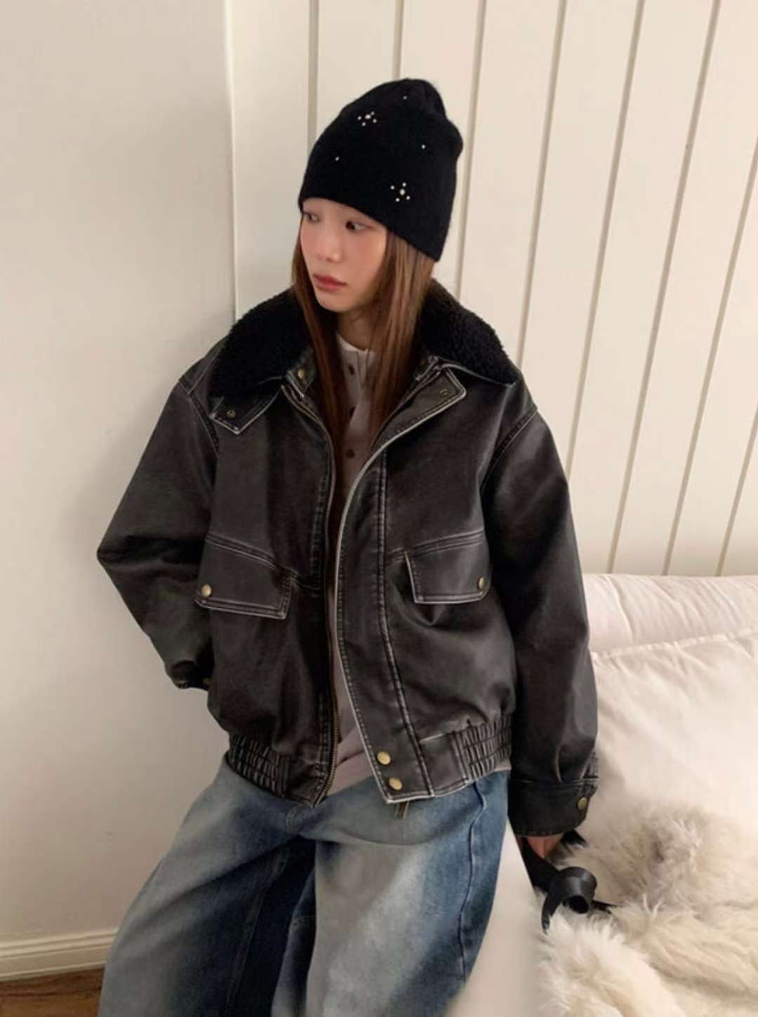 OURSTUDIO東大門㊣代購女士新品推薦真品職業休閑25秋冬夾克皮革OURSTUDIO夾克