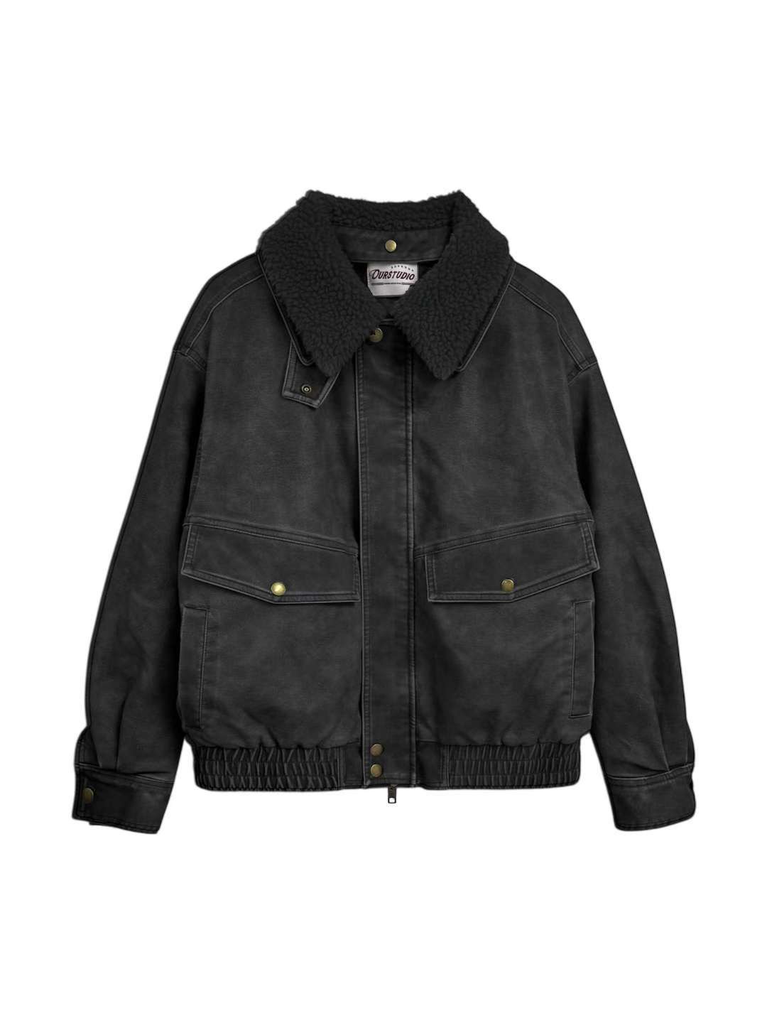 OURSTUDIO東大門㊣代購女士新品推薦真品職業休閑25秋冬夾克皮革OURSTUDIO夾克圖色2