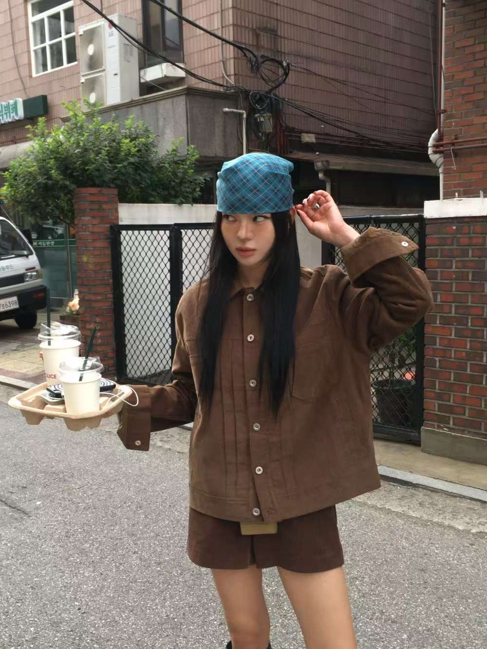 OURSTUDIO東大門㊣實拍女裝新款時尚25秋冬真品休閑夾克燈芯絨OURSTUDIO夾克