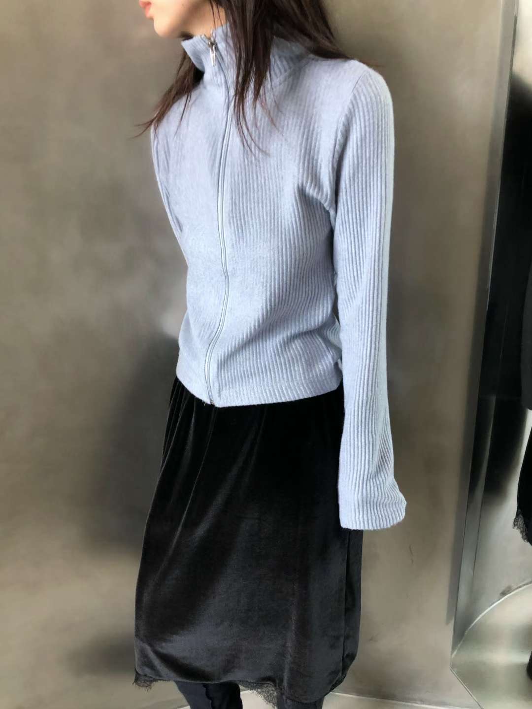 OURSTUDIO韓國代購㊣女士新品職業休閑熱賣推薦長袖T恤拉鏈OURSTUDIO長袖T恤