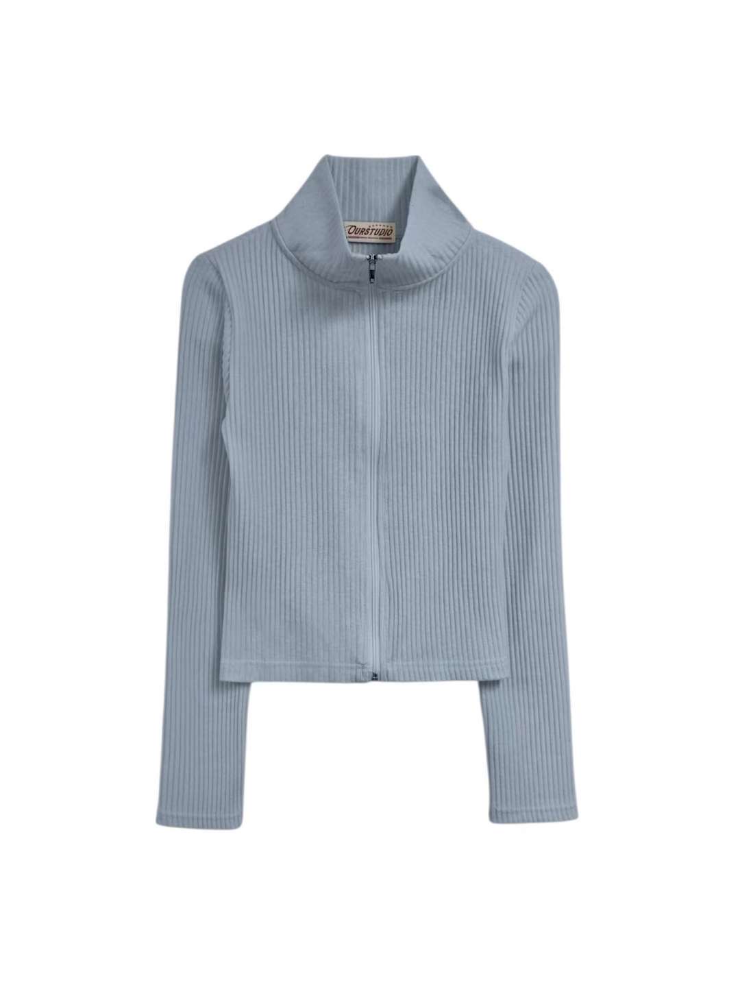 OURSTUDIO韓國代購㊣女士新品職業休閑熱賣推薦長袖T恤拉鏈OURSTUDIO長袖T恤圖色1