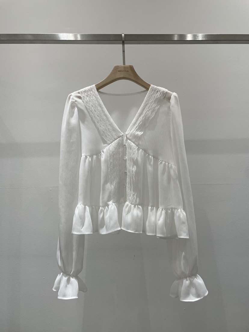 RE STYLE-Q東大門㊣直郵女士新品真品推薦25秋冬襯衫蕾絲衫RE STYLE襯衫/蕾絲衫圖色1