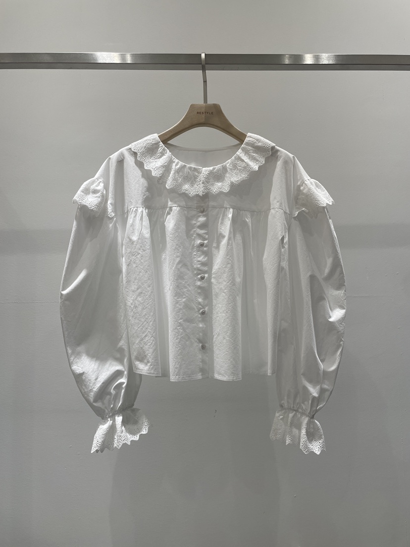 RE STYLE-Q東大門㊣直郵女裝新品職業休閑25秋冬襯衫蕾絲衫RE STYLE襯衫/蕾絲衫圖色1