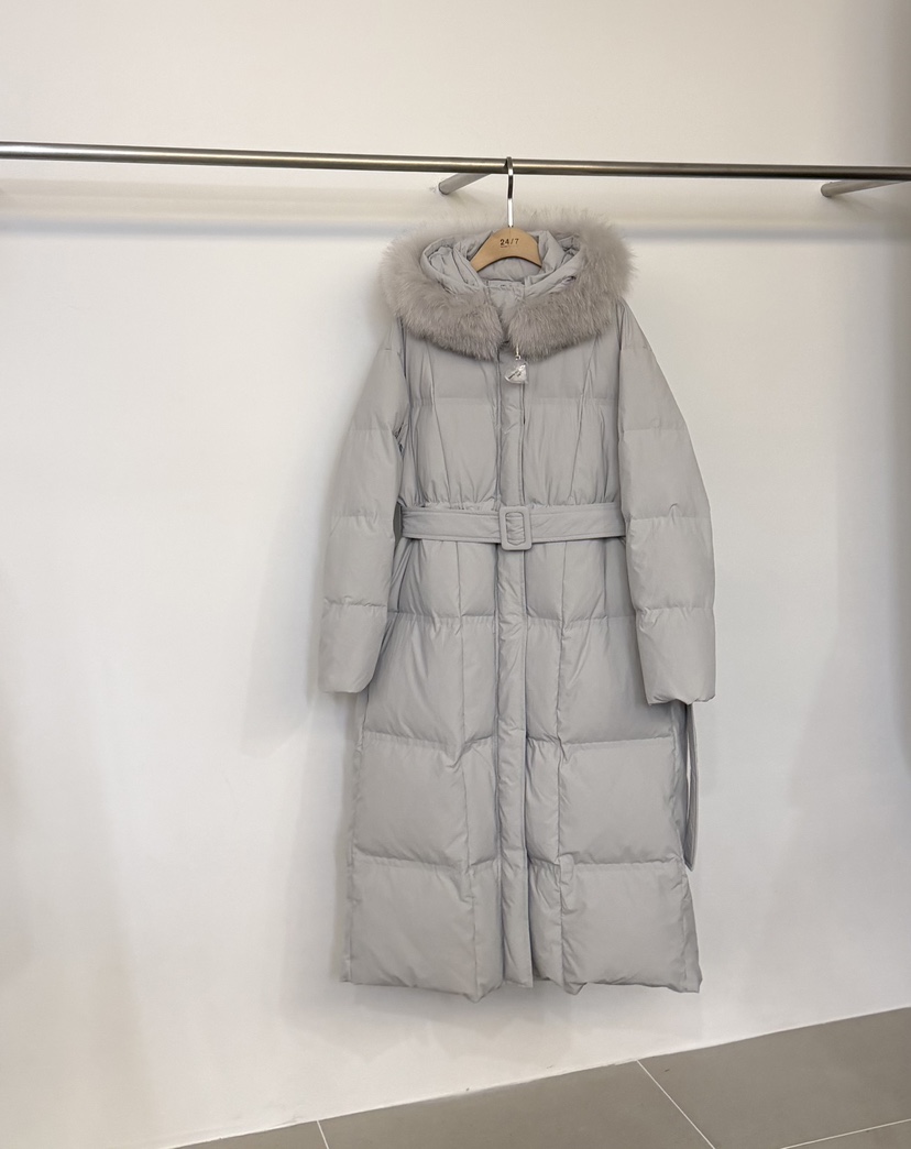 TWENTY FOUR SEVEN24-7韓國代購㊣女裝新品25秋冬長款羽絨服毛領可拆可拆卸含腰帶鴨絨TEWNTY FOUR SEVEN24-7長款羽絨服圖色1