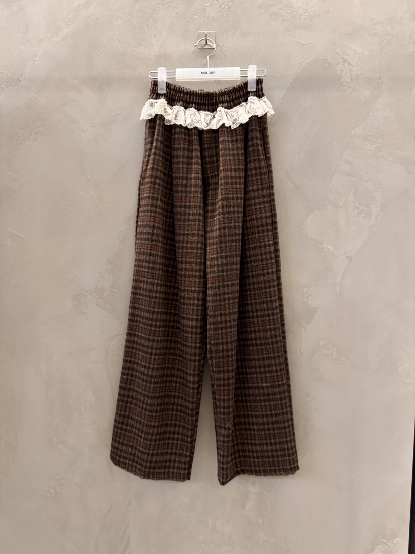 MULCUP韓國直郵㊣女士新款熱賣休閑推薦職業休閑褲羊毛格紋MULCUP休閑褲圖色1