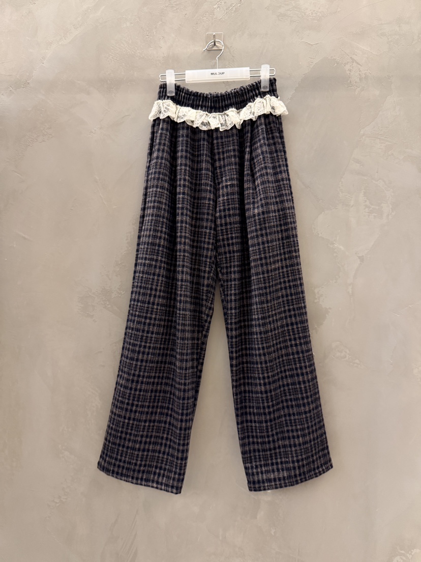 MULCUP韓國直郵㊣女士新款熱賣休閑推薦職業休閑褲羊毛格紋MULCUP休閑褲圖色2