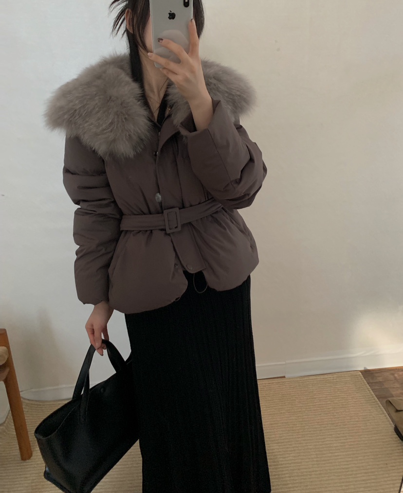 TWENTY FOUR SEVEN24-7東大門㊣實拍女裝新款休閑短款羽絨服毛領可拆可拆卸含腰帶鴨絨TEWNTY FOUR SEVEN24-7短款羽絨服