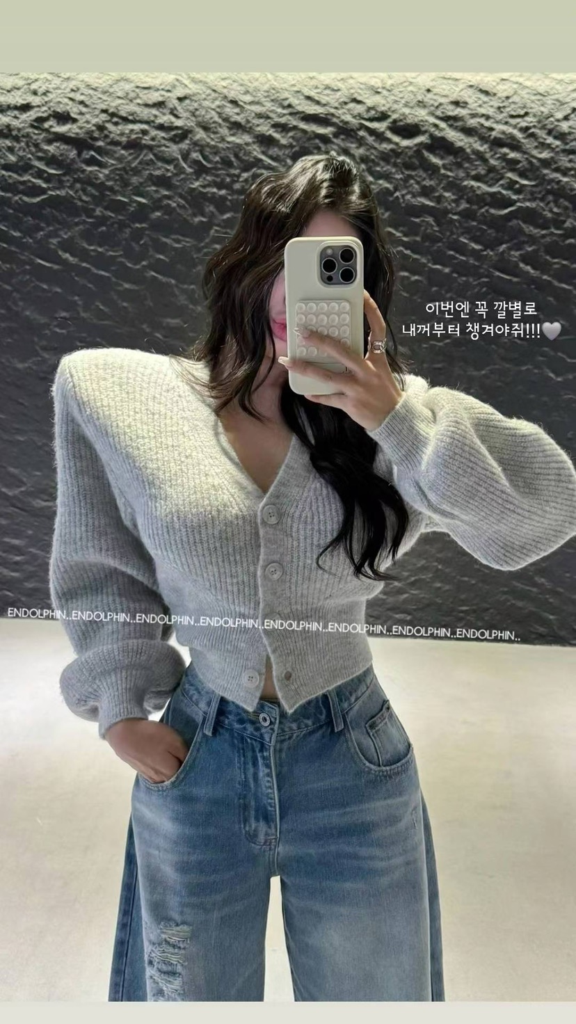 ENDOLPHIN東大門㊣代購女士新品推薦熱賣時尚25秋冬毛衣棉質開衫ENDOLPHIN毛衣圖色2