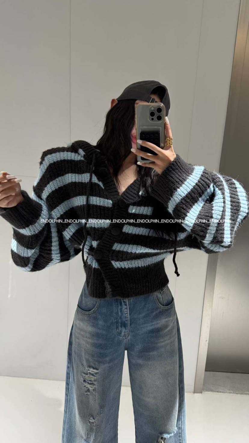 ENDOLPHIN韓國代購㊣女裝新品職業人氣時尚休閑真品毛衣條紋ENDOLPHIN毛衣圖色1