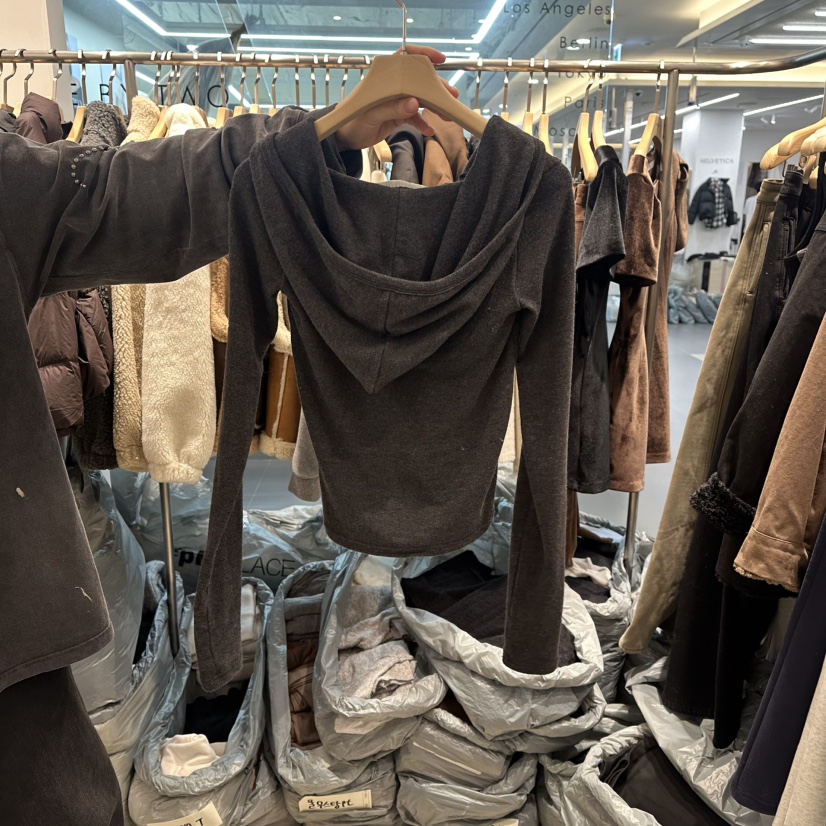 HONG.U東大門㊣實拍女裝新款推薦長袖T恤安哥拉連帽衫羊毛HONG.U長袖T恤