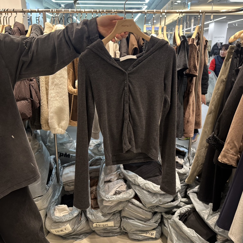 HONG.U東大門㊣實拍女裝新款推薦長袖T恤安哥拉連帽衫羊毛HONG.U長袖T恤圖色3