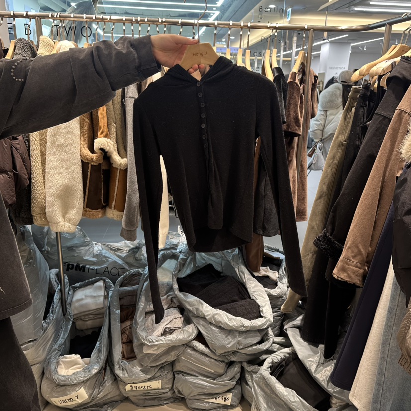 HONG.U東大門㊣實拍女裝新款推薦長袖T恤安哥拉連帽衫羊毛HONG.U長袖T恤圖色4