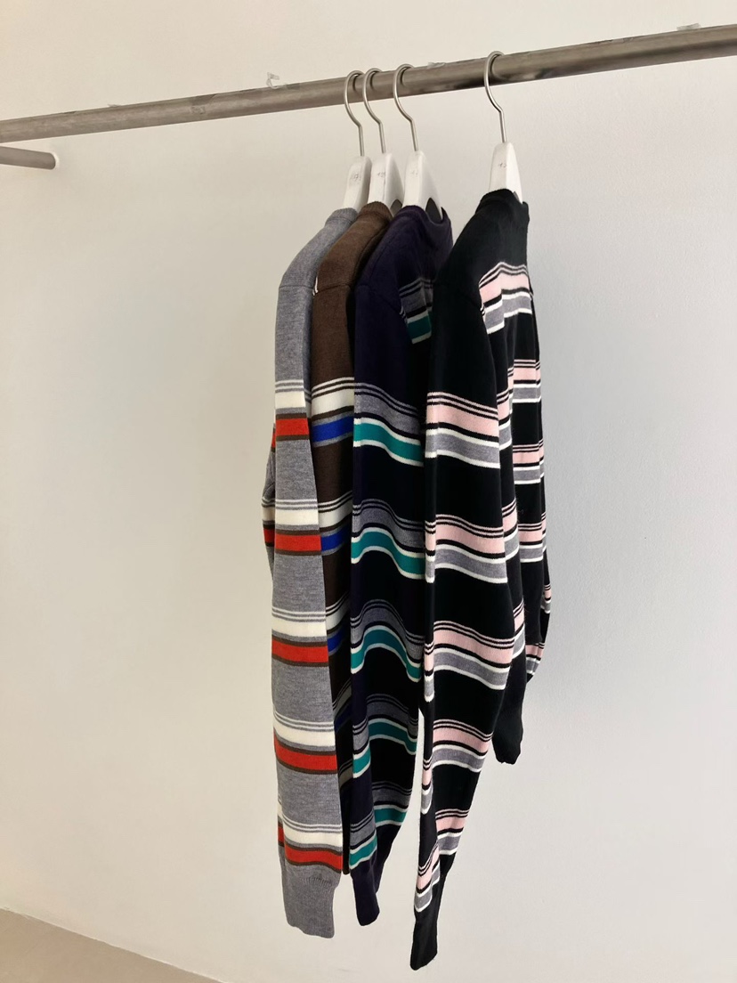 HARU-Q東大門㊣代購女裝新款職業25秋冬真品針織衫開衫條紋HARU-Q針織衫