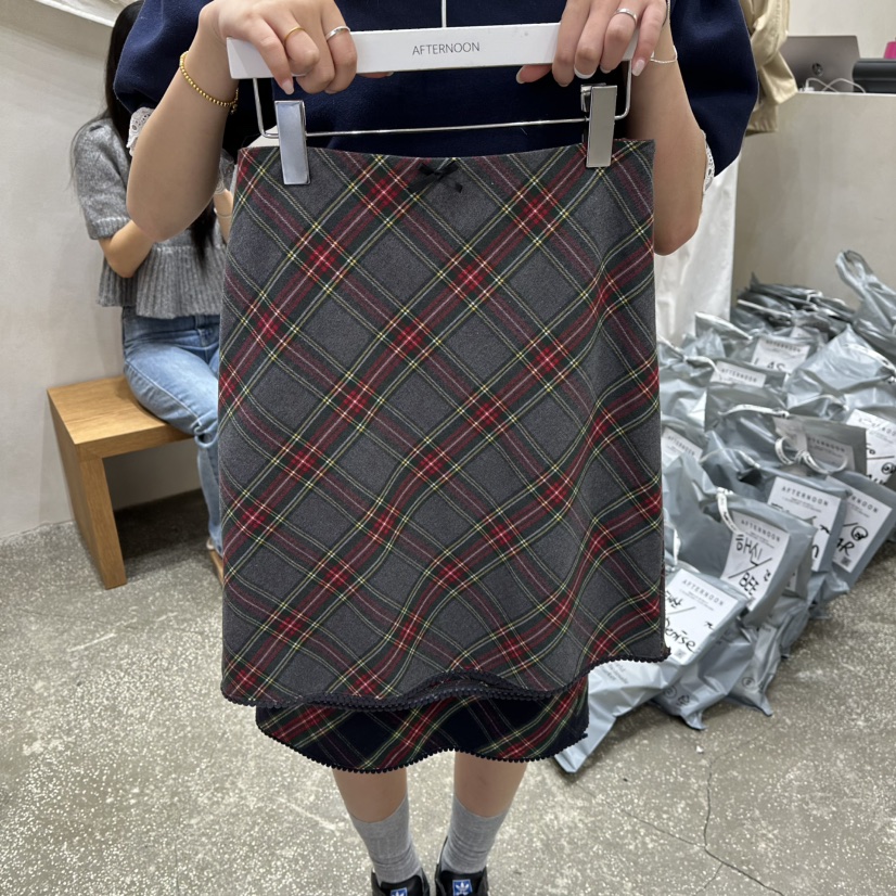 AFTERNOON韓國代購㊣女士新款休閑人氣時尚25秋冬半身裙中短裙AFTERNOON半身裙/中短裙圖色2