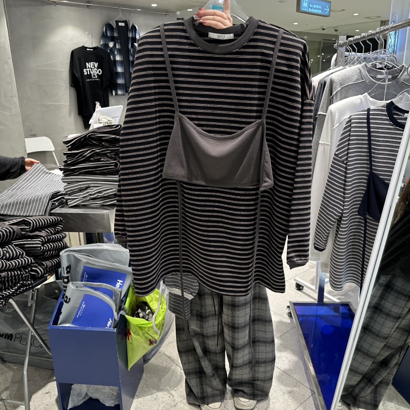 HERTZ-P東大門㊣直郵女裝新款推薦真品25秋冬長袖T恤假兩件HERTZ-P長袖T恤圖色3