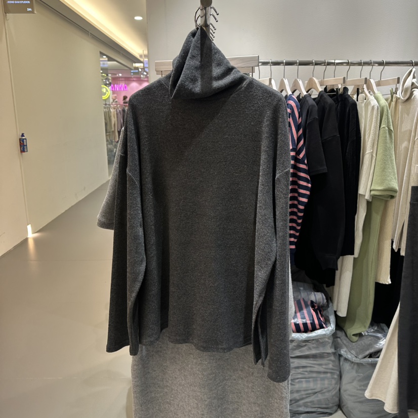 OPEN韓國代購㊣女裝新品人氣熱賣推薦職業25秋冬時尚長袖T恤OPEN長袖T恤圖色2深灰色