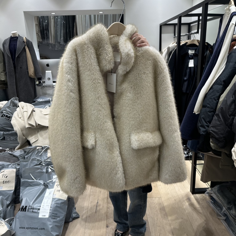 BRUNI/RICOTTA韓國直郵㊣女裝新款人氣真品職業短款大衣毛皮BRUNI/RICOTTA短款大衣圖色1