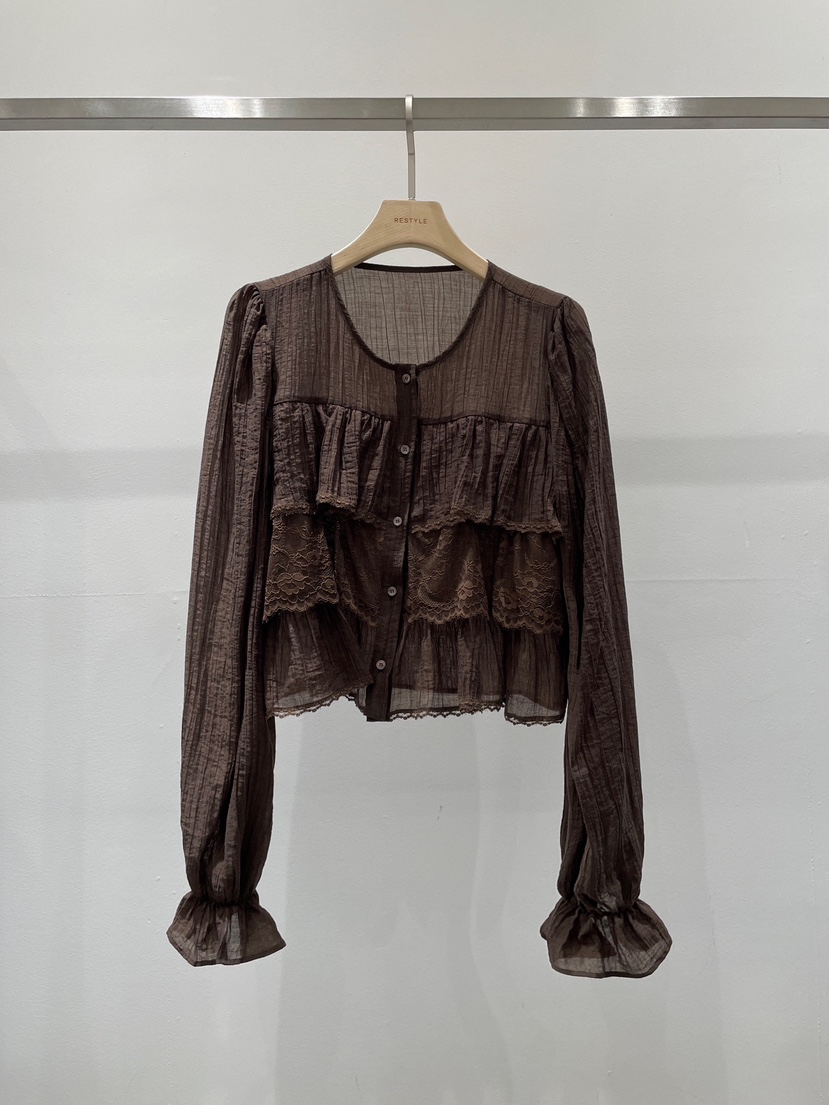 RE STYLE-Q東大門㊣直郵女裝新品25秋冬人氣職業襯衫蕾絲衫RE STYLE襯衫/蕾絲衫圖色2