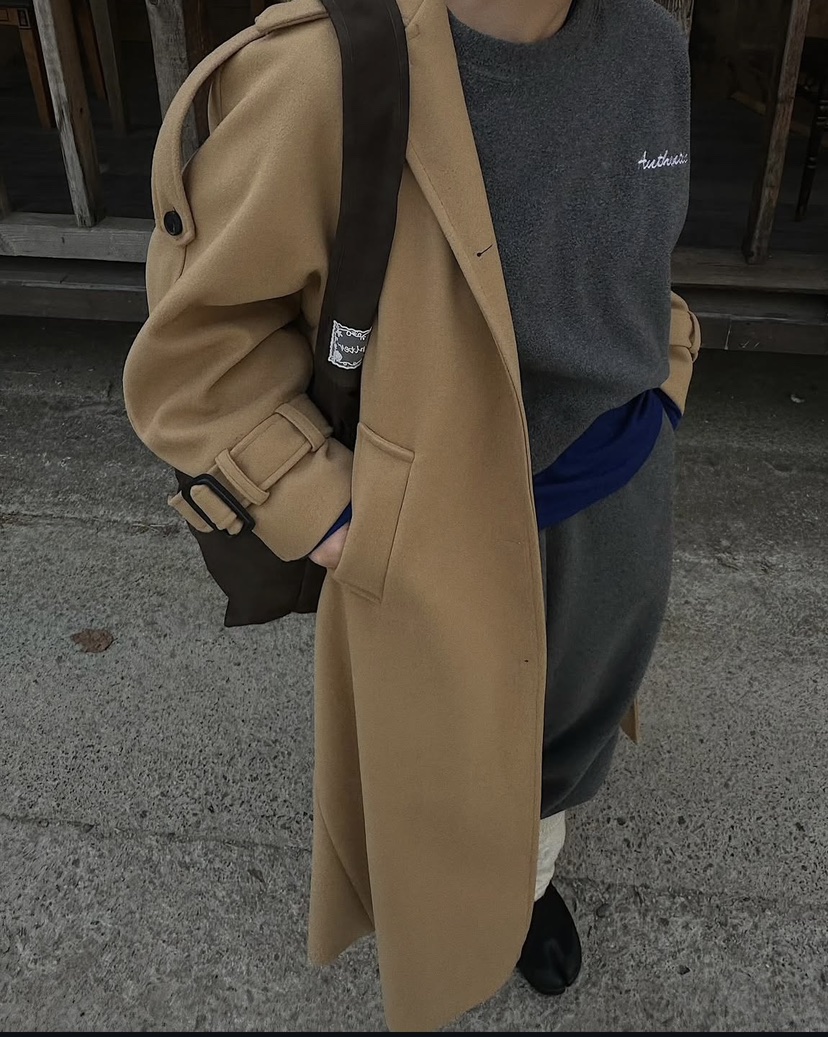 PAIRING東大門㊣實拍女裝新品職業時尚休閑推薦中長款大衣羊毛PAIRING中長款大衣