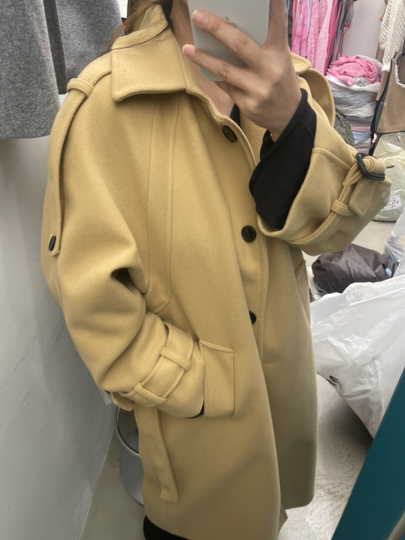 PAIRING東大門㊣實拍女裝新品職業時尚休閑推薦中長款大衣羊毛PAIRING中長款大衣