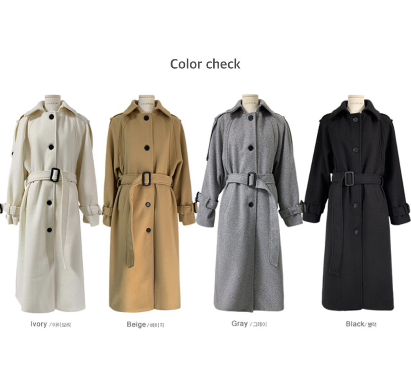 PAIRING東大門㊣實拍女裝新品職業時尚休閑推薦中長款大衣羊毛PAIRING中長款大衣