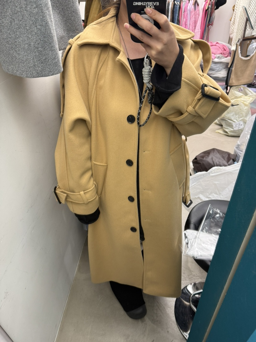 PAIRING東大門㊣實拍女裝新品職業時尚休閑推薦中長款大衣羊毛PAIRING中長款大衣圖色2