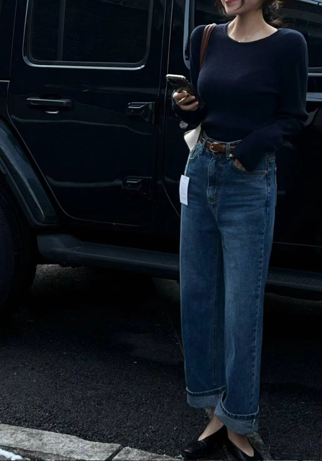 IMHERE東大門㊣代購女士新款時尚人氣推薦休閑牛仔褲不含腰帶IMHERE牛仔褲