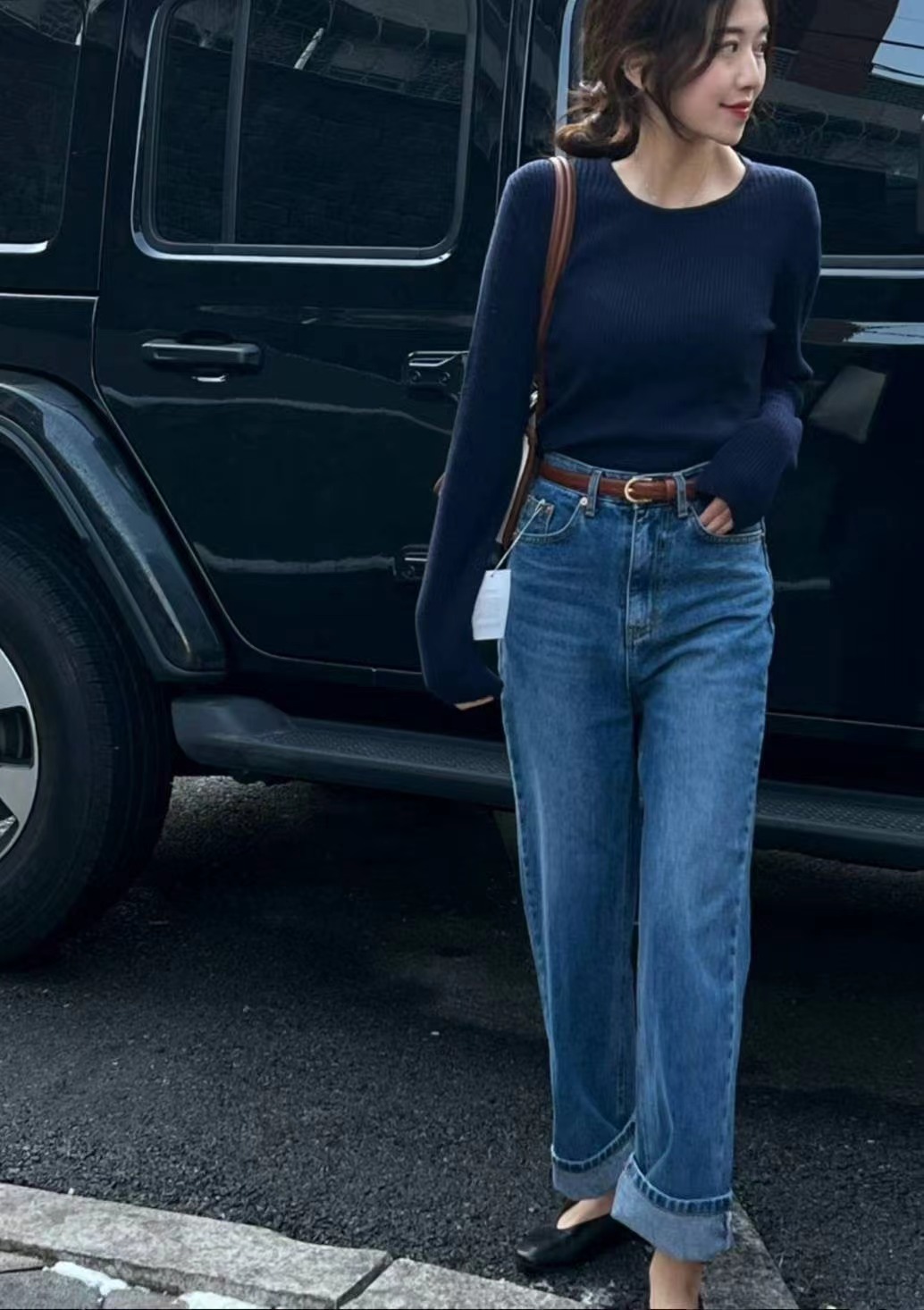 IMHERE東大門㊣代購女士新款時尚人氣推薦休閑牛仔褲不含腰帶IMHERE牛仔褲