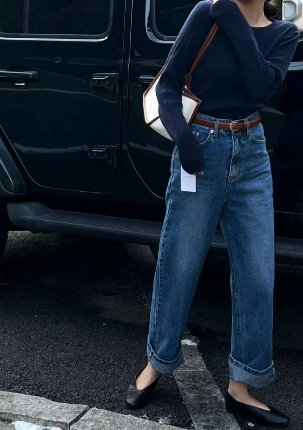 IMHERE東大門㊣代購女士新款時尚人氣推薦休閑牛仔褲不含腰帶IMHERE牛仔褲