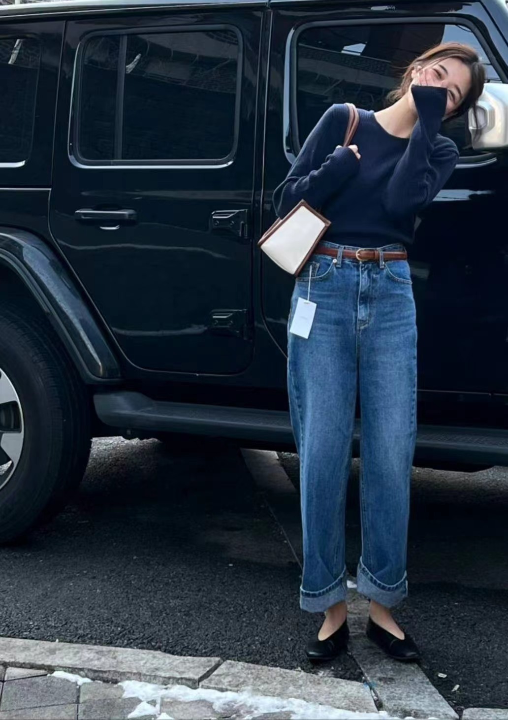 IMHERE東大門㊣代購女士新款時尚人氣推薦休閑牛仔褲不含腰帶IMHERE牛仔褲