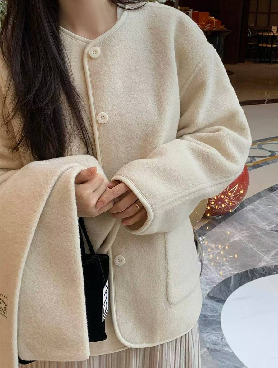 SALT.B東大門㊣代購女士新品25秋冬職業真品短款大衣含圍巾SALT.B短款大衣