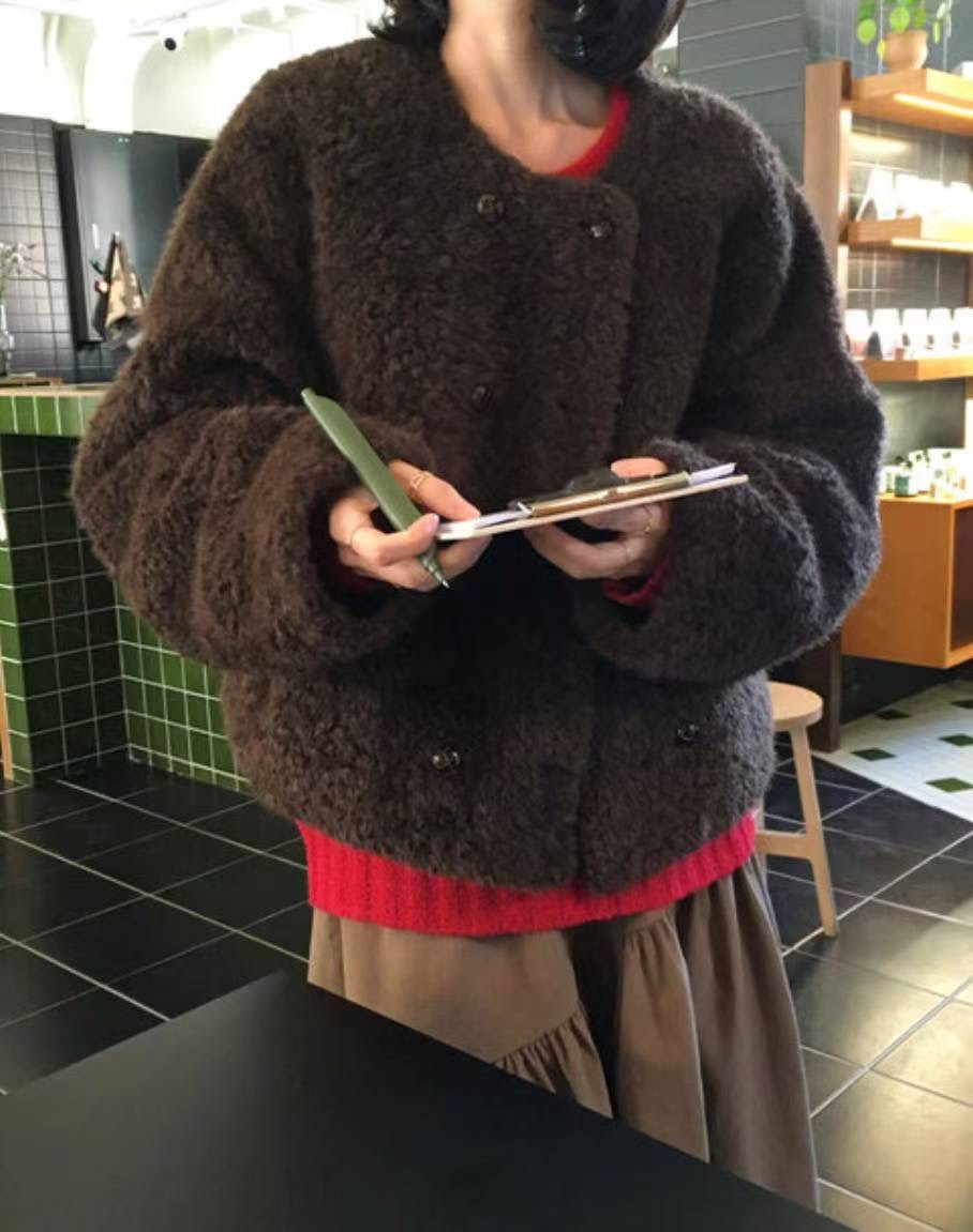 SALT.B東大門㊣直郵女裝新品推薦休閑25秋冬短款大衣羊毛紐扣SALT.B短款大衣圖色2