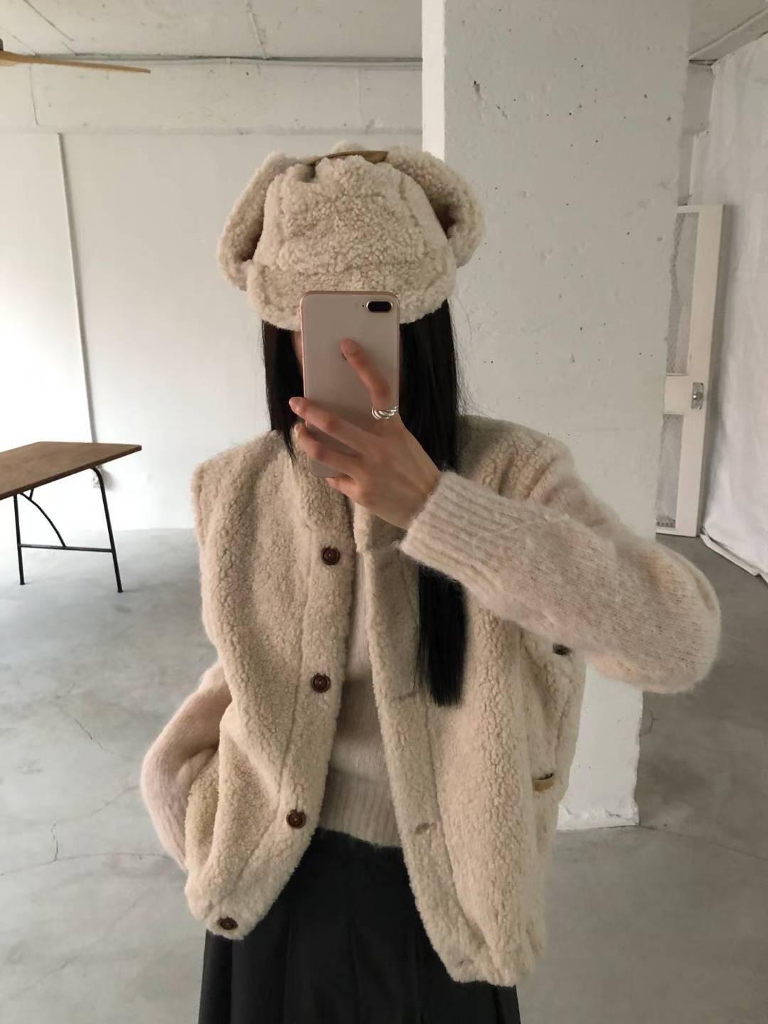 SALT.B東大門㊣代購女裝新品休閑時尚真品馬甲羊毛帽含帽子SALT.B馬甲圖色1