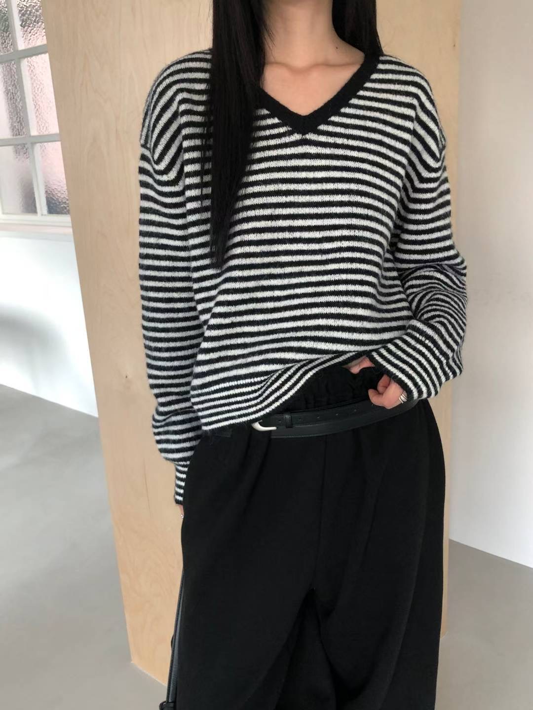 SALT.B東大門㊣直郵女裝新品真品人氣時尚熱賣休閑針織衫條紋SALT.B針織衫