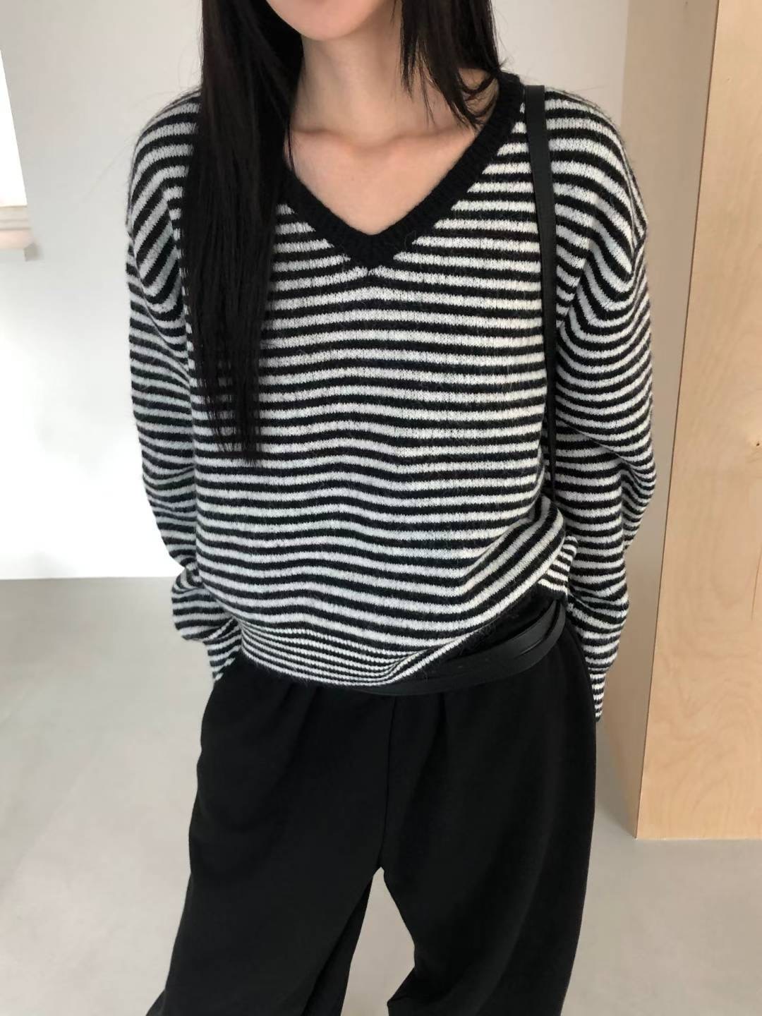 SALT.B東大門㊣直郵女裝新品真品人氣時尚熱賣休閑針織衫條紋SALT.B針織衫圖色3