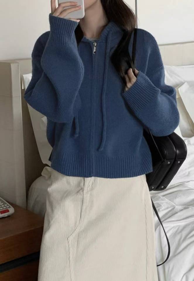 SALT.B東大門㊣實拍女士新品真品職業25秋冬休閑針織衫拉鏈SALT.B針織衫圖色1