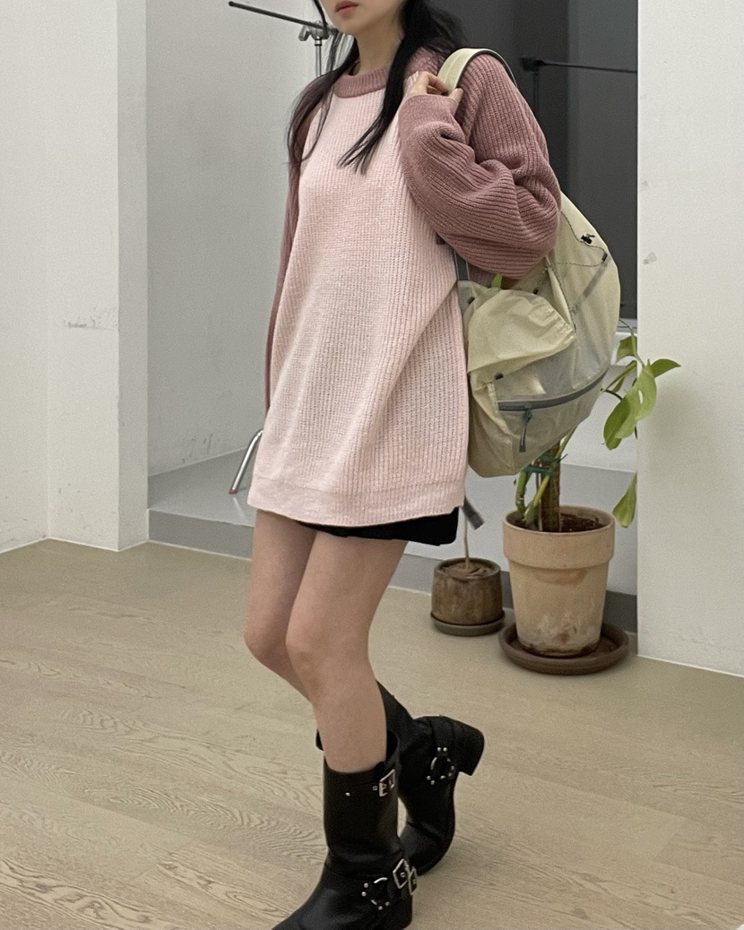 ALLVIBE韓國代購㊣女裝新款推薦熱賣休閑職業25秋冬時尚針織衫ALLVIBE針織衫