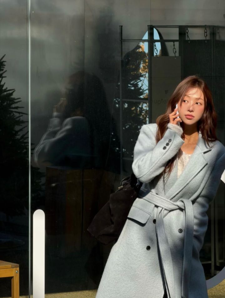 STAY HERE東大門㊣直郵女裝新款25秋冬真品中長款大衣含腰帶STAY HERE中長款大衣