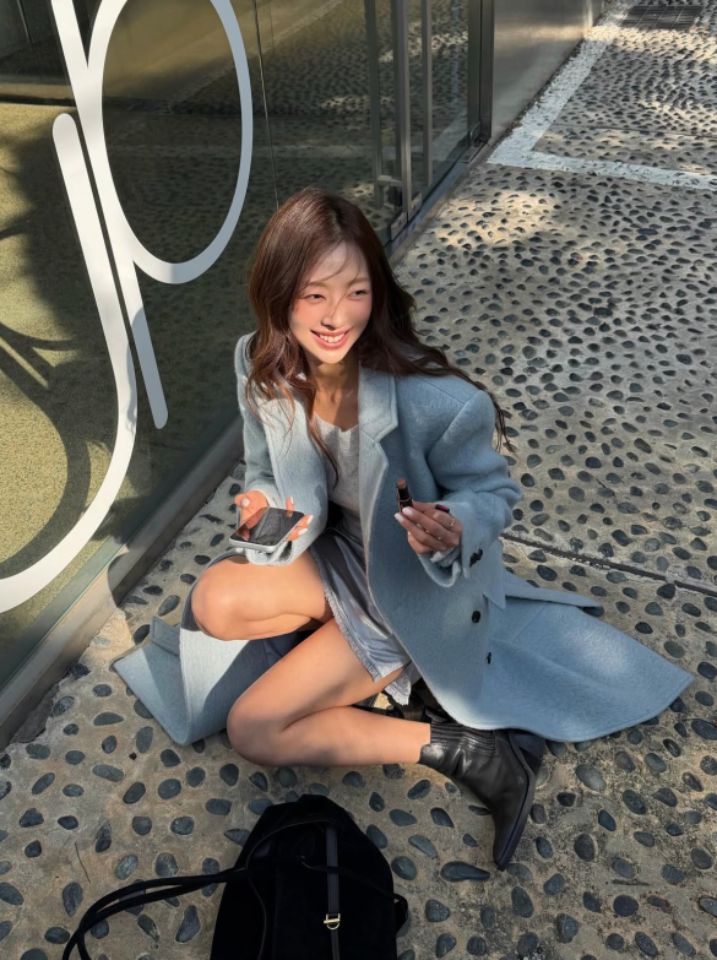 STAY HERE東大門㊣直郵女裝新款25秋冬真品中長款大衣含腰帶STAY HERE中長款大衣