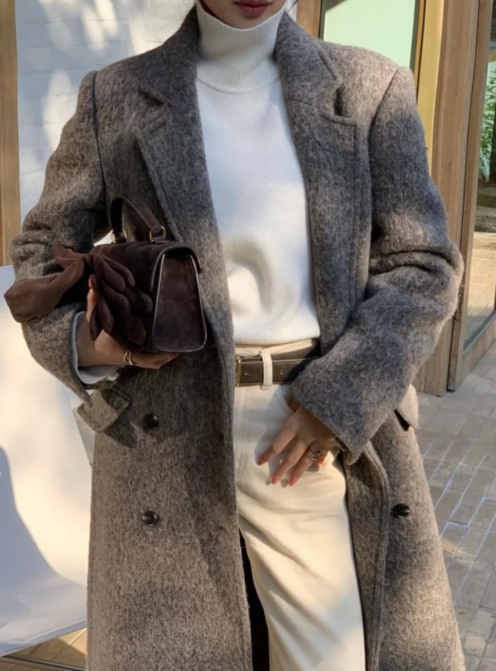 STAY HERE東大門㊣直郵女裝新款25秋冬真品中長款大衣含腰帶STAY HERE中長款大衣