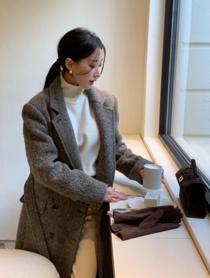 STAY HERE東大門㊣直郵女裝新款25秋冬真品中長款大衣含腰帶STAY HERE中長款大衣