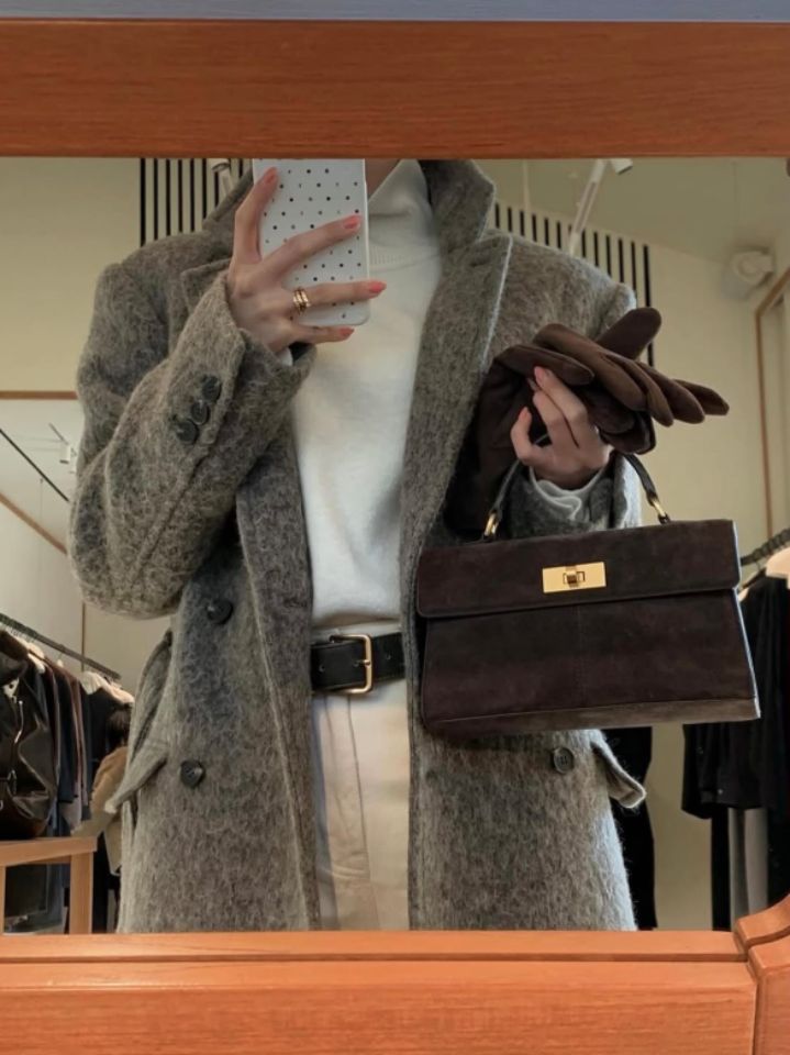 STAY HERE東大門㊣直郵女裝新款25秋冬真品中長款大衣含腰帶STAY HERE中長款大衣