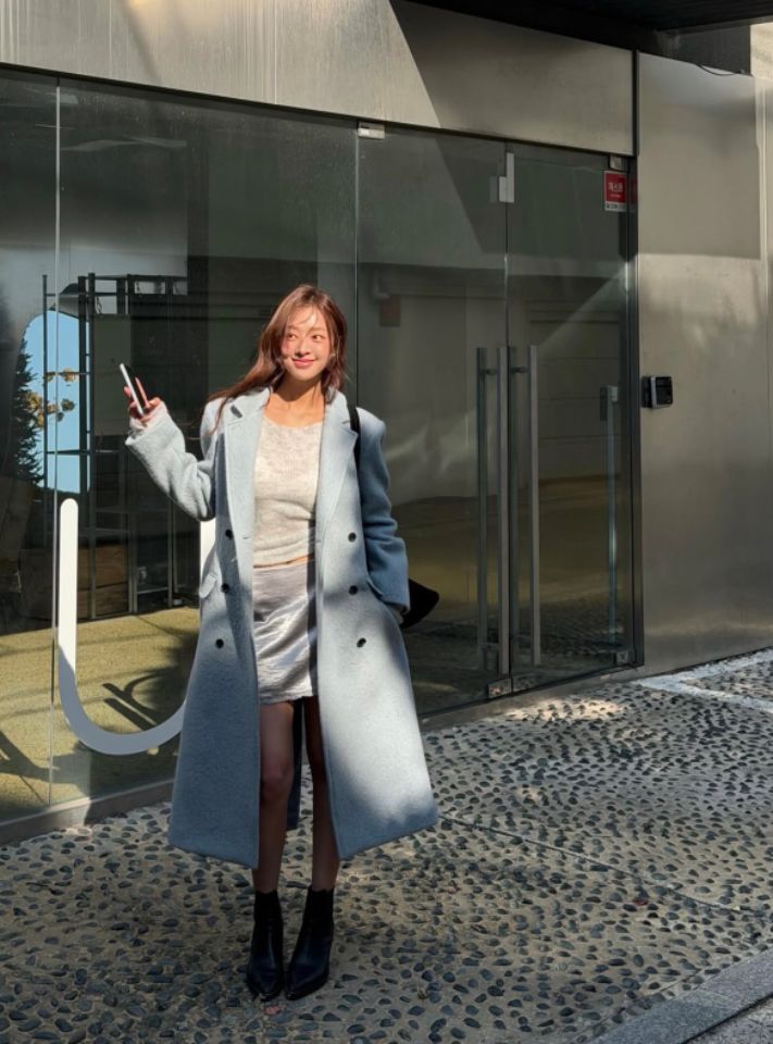 STAY HERE東大門㊣直郵女裝新款25秋冬真品中長款大衣含腰帶STAY HERE中長款大衣圖色1