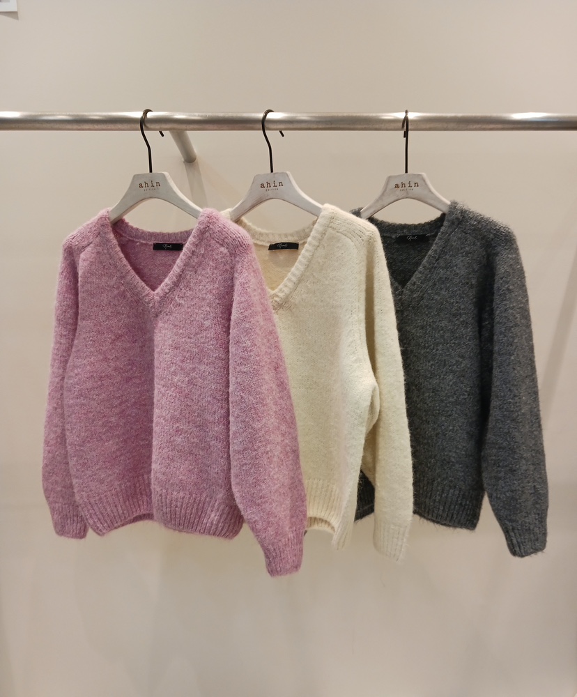 NEOUL韓國直郵㊣女裝新款推薦職業人氣25秋冬熱賣針織衫V領NEOUL/ahin雙領標簽針織衫