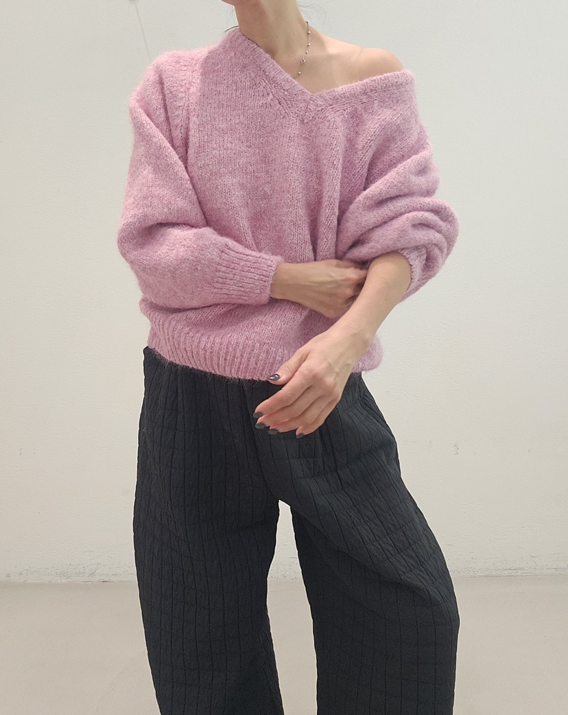 NEOUL韓國直郵㊣女裝新款推薦職業人氣25秋冬熱賣針織衫V領NEOUL/ahin雙領標簽針織衫