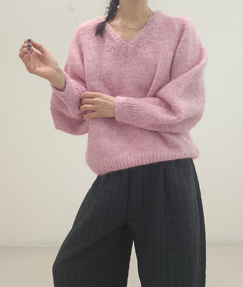 NEOUL韓國直郵㊣女裝新款推薦職業人氣25秋冬熱賣針織衫V領NEOUL/ahin雙領標簽針織衫